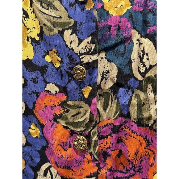 Vintage Norton McNaughton Size 16 Floral Print Blouse Colorful Artsy Boho VTG - Picture 4 of 8